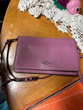 Coach Pebbled Leather Crossbody Bag - Plum